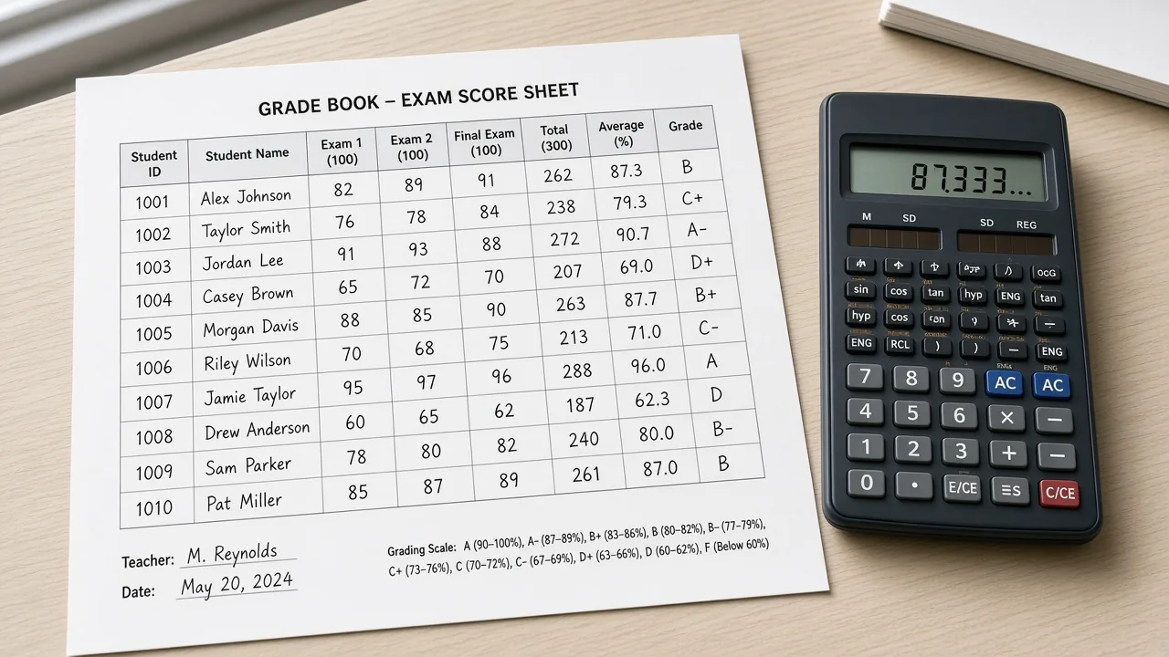 Grade and mastery tracking notebook