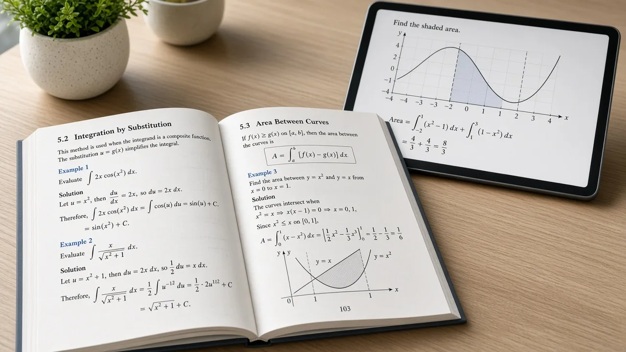 Mathematics textbooks stacked on a desk